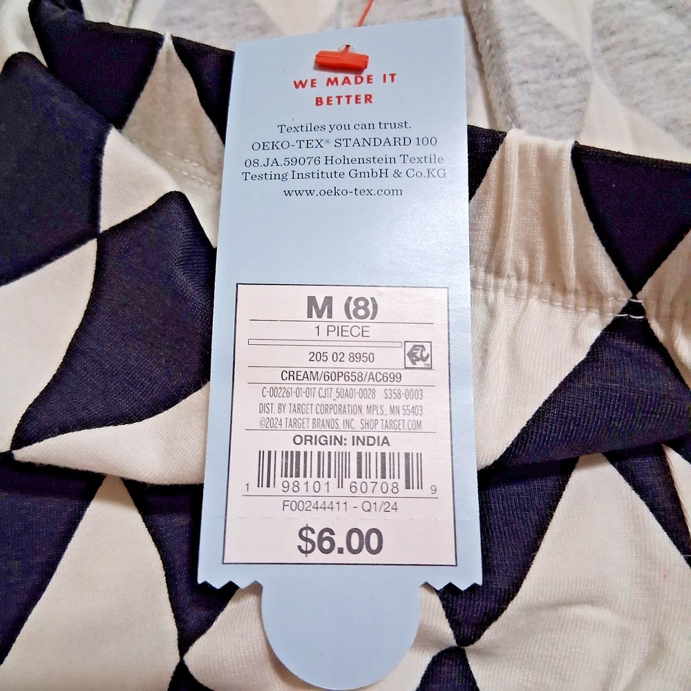 Cat & Jack Girls Leggings Size Medium (8) Black & White Diamond Argyle Brand NWT - Picture 5 of 6